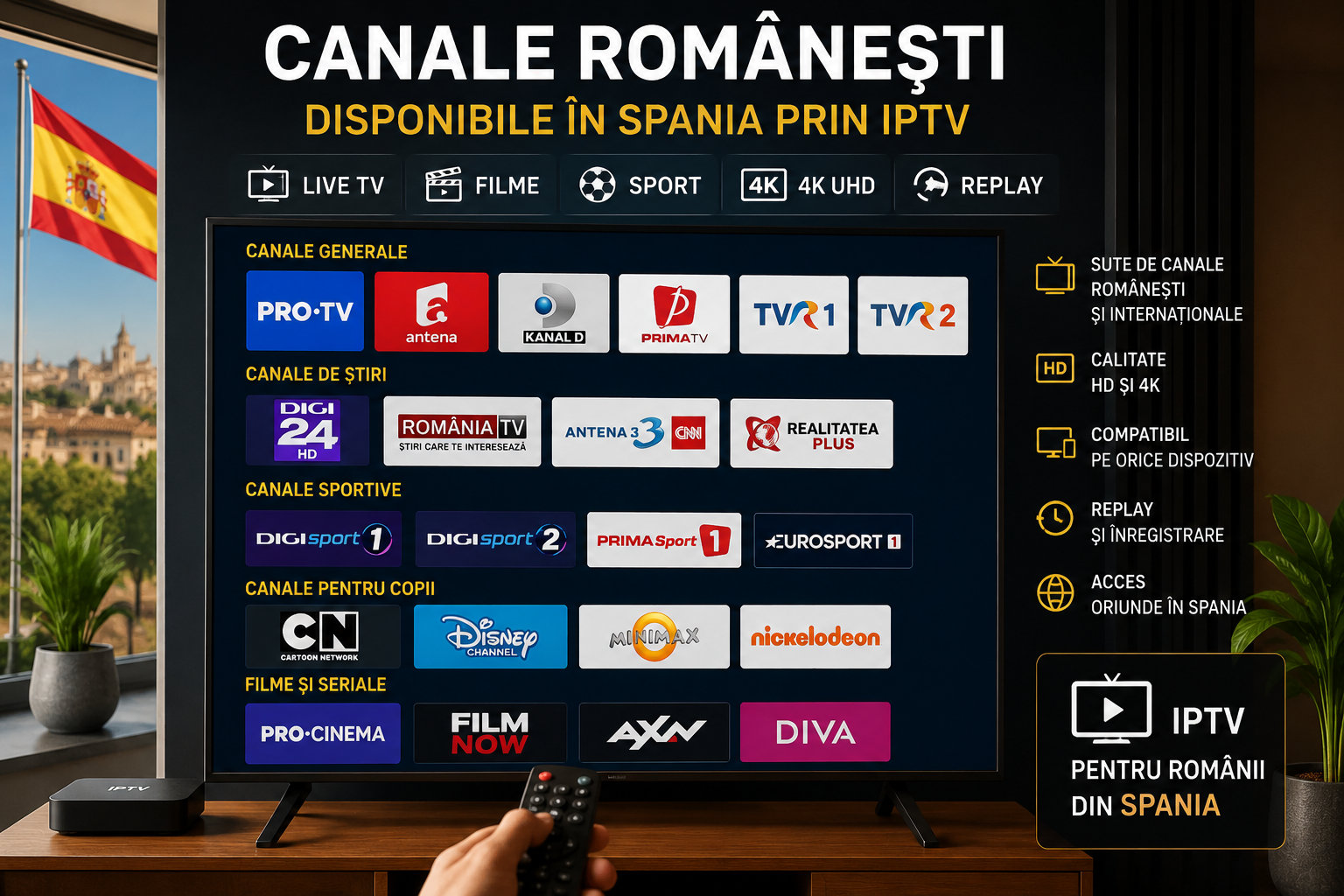Canale românești disponibile în Spania prin IPTV